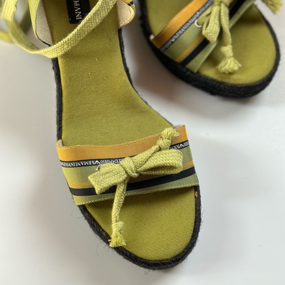 New Emporio Armani Green espadrilles Wedges, Sandals Sz 10 - Picture 7 of 9